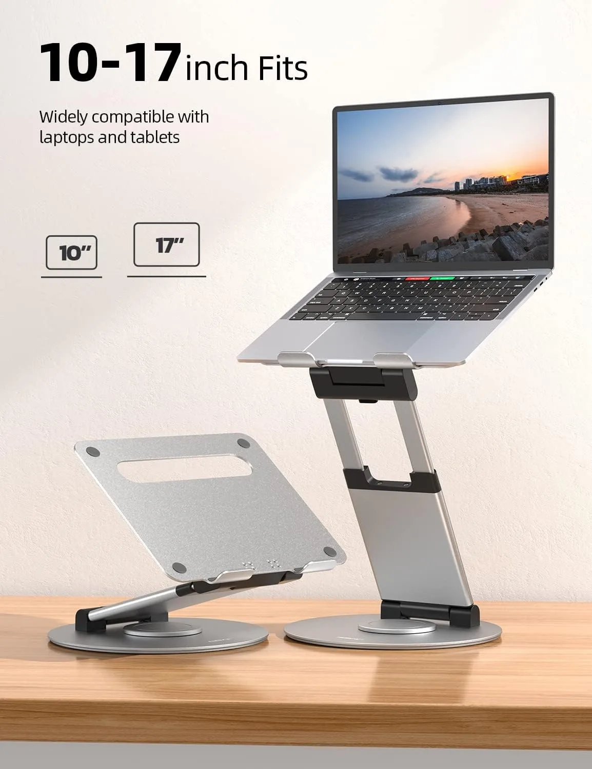 Nulaxy 18" Height Telescopic 360 Rotating Aluminum Laptop Stand Desk Silver