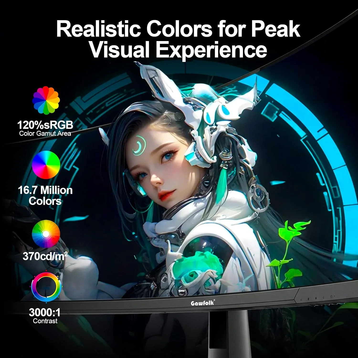 Gawfolk 44.5 Inch Curved Gaming Monitor 185Hz Dual QHD PC Screen 5120x1440