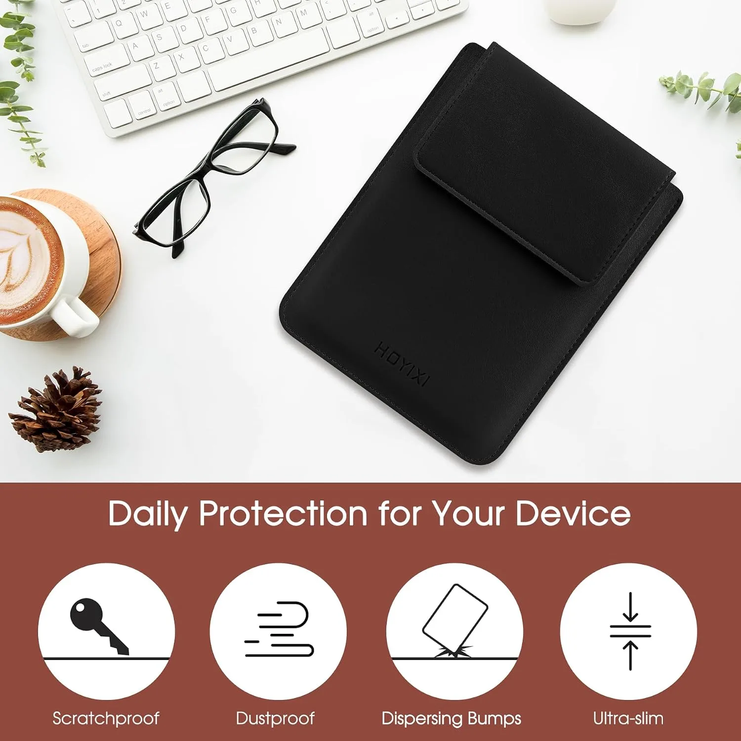 HoYiXi Universal Sleeve Case for 6.8",7" Paperwhite/Colorsoft/Signature Edition 2025 & 2021 Compatible 6.8" Kobo Clara HD/Pocketbook/Tolino Protective Case for 6.8'' 7'' ebook Reader, Black