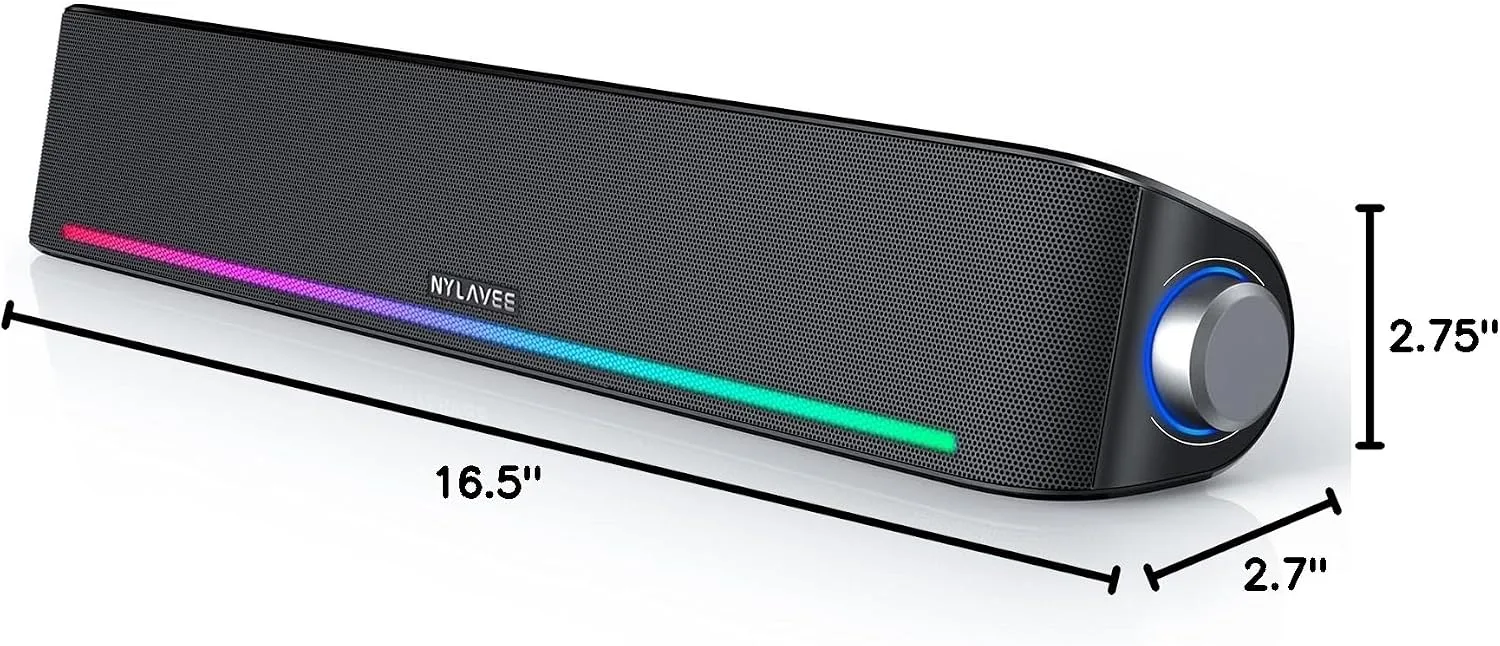 Nylavee Computer Speakers for Desktop, PC Sound Bar with Bluetooth and AUX
