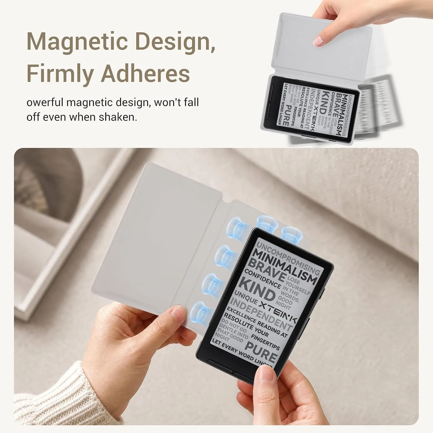 CoBak Magnetic Case for XTEINK X4, Ultra-Lightweight Protective Cover for Xteink X4 E-Reader, Secure Magnetic Attachment(Grey)