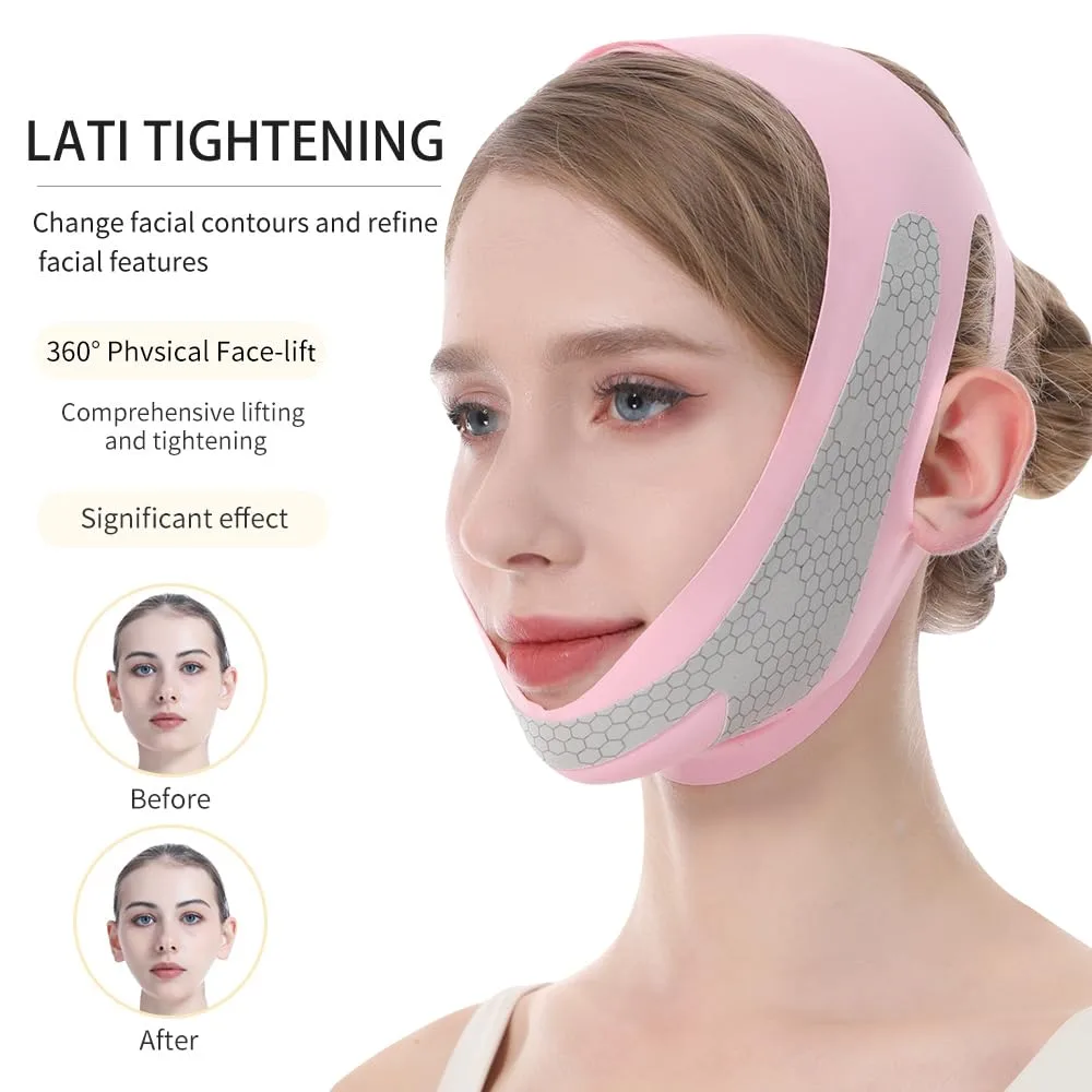 Graphene Shaper Chin Strap for Sleeping, Face Lifting Belt, Pink