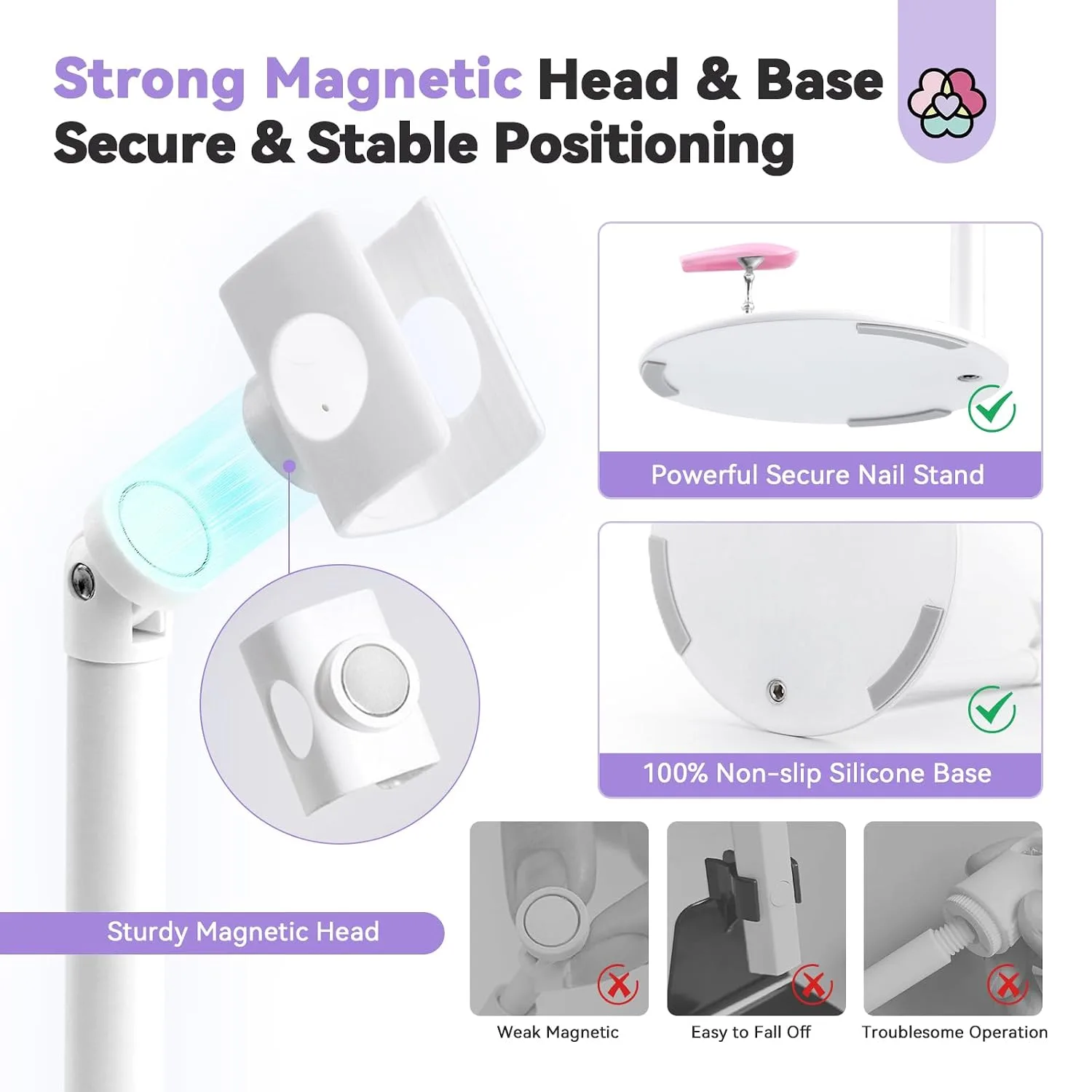 SAVILAND 360° Adjustable Magnetic U V Nail Lamp Stand for Handheld Light