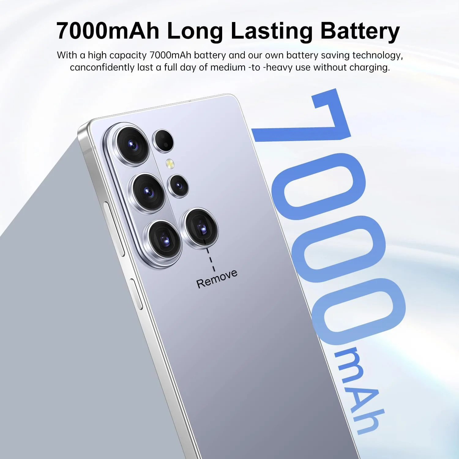 Huness S26 Ultra Unlocked Phone,Built in Pen The Phone,Cell Phone Battery 7000mAh 6.99" HD Screen,Android 15 16+512GB Smartphone,Dual SIM/5G/Face ID/Fingerprint Lock/GPS (Silver Blue)