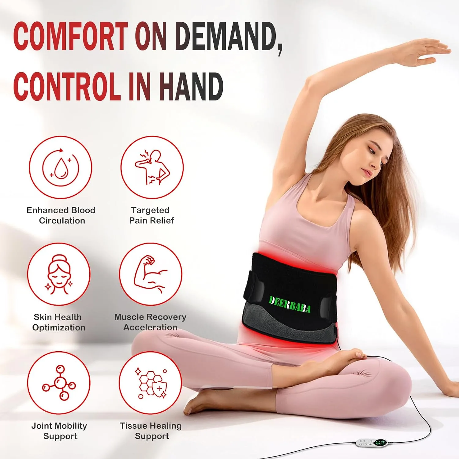 Red-Light-Therapy-for-Body,FSA Eligible HSA 2026 Upgraded 4 Modes 5 Stage Power Medical-Grade TPU Mat for Body Pain Relief,25"x13"Dual Wavelength Infrared Red Light Blanket LEDs