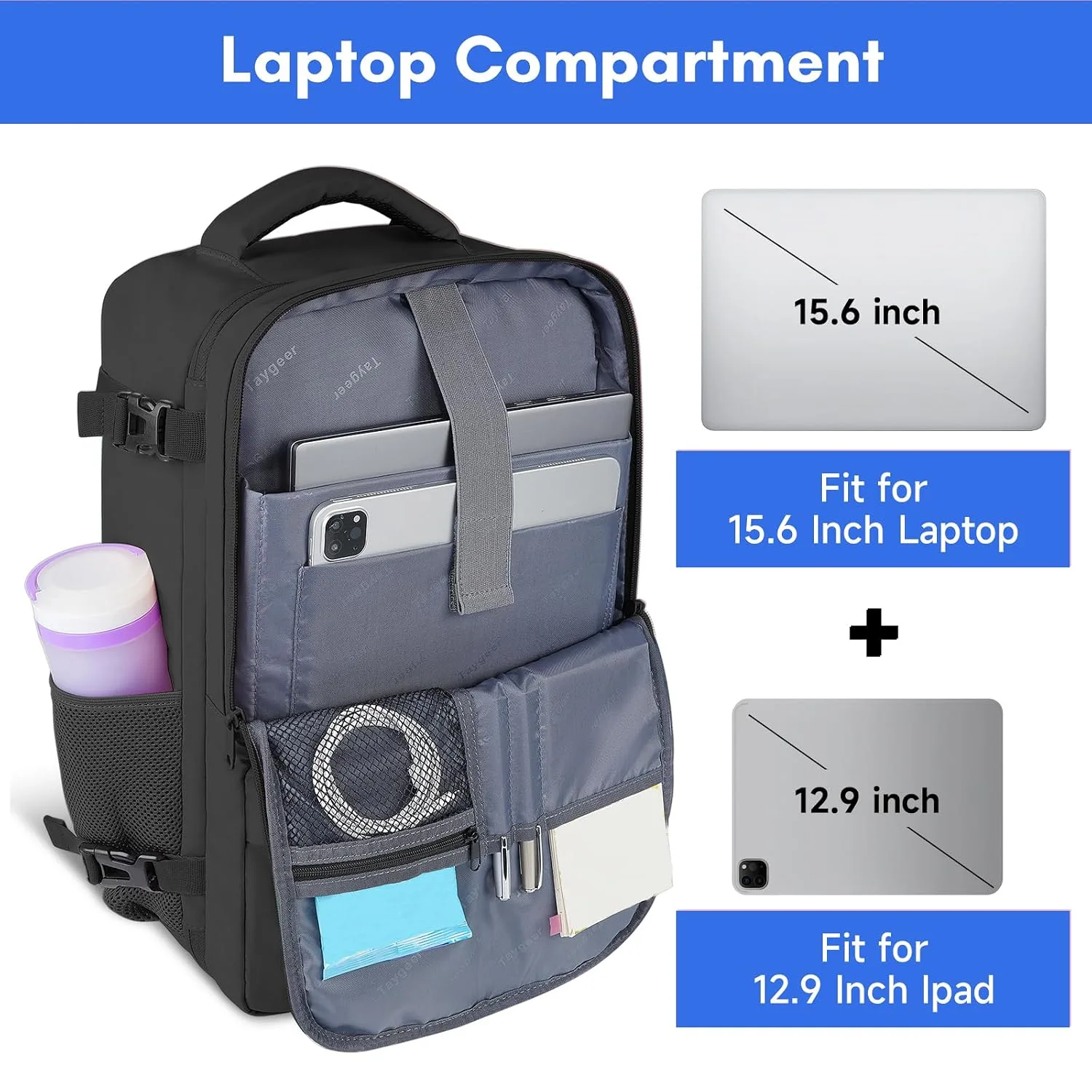 Taygeer Travel Laptop Backpack for Men, Airplane Approved Travel Backpack