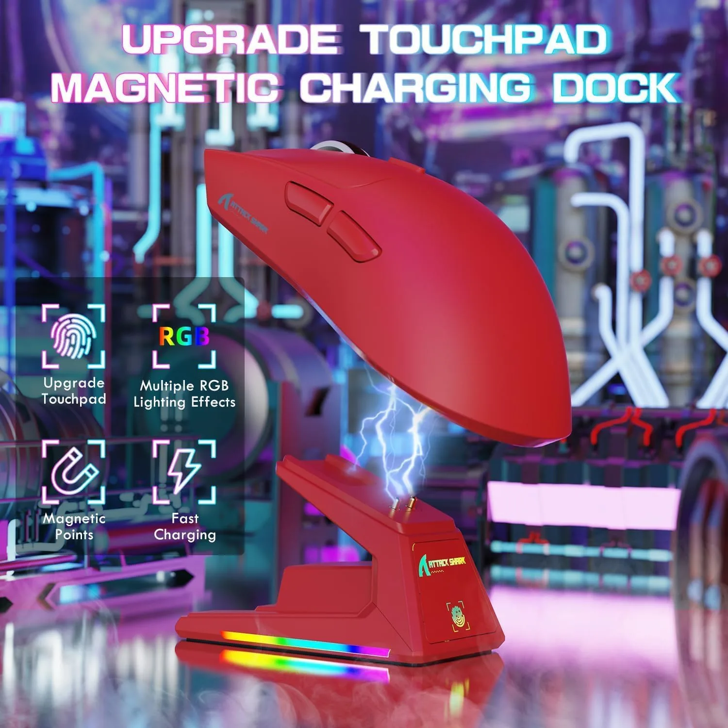 ATTACK SHARK X1 Ultralight Tri Mode Wireless 40000 DPI Gaming Mouse-Red