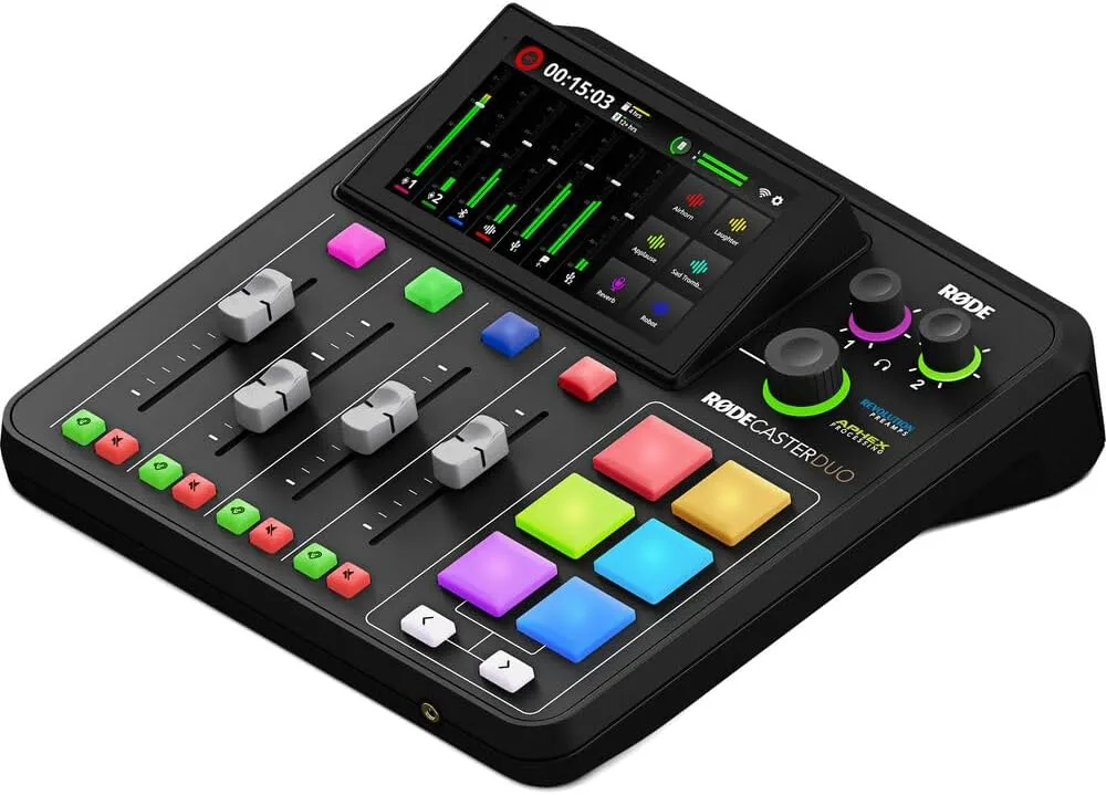 RODECaster Duo Integrated Audio Production Studio with 20' XLR Cable and 64GB Micro-SD Card (3 Items)