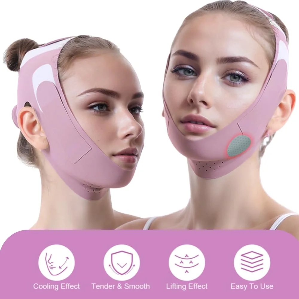 ROWMATE Graphene V-Line Mask Chin Up Mask V Shaped Face Mask Chin Strap for Sleeping,Jawline Shaper,Lilac,Medium