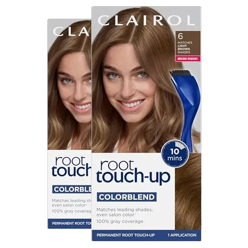Clairol Root Touch Up Permanent Hair Dye, 6 Light Brown, Pack of 2