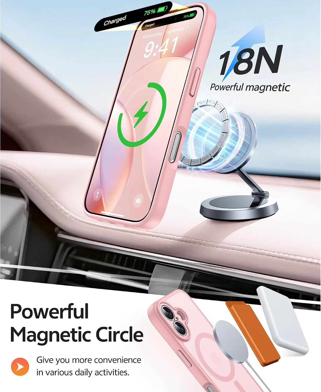FNTCASE for iPhone 16 Case, Fit for Magsafe, Light Pink