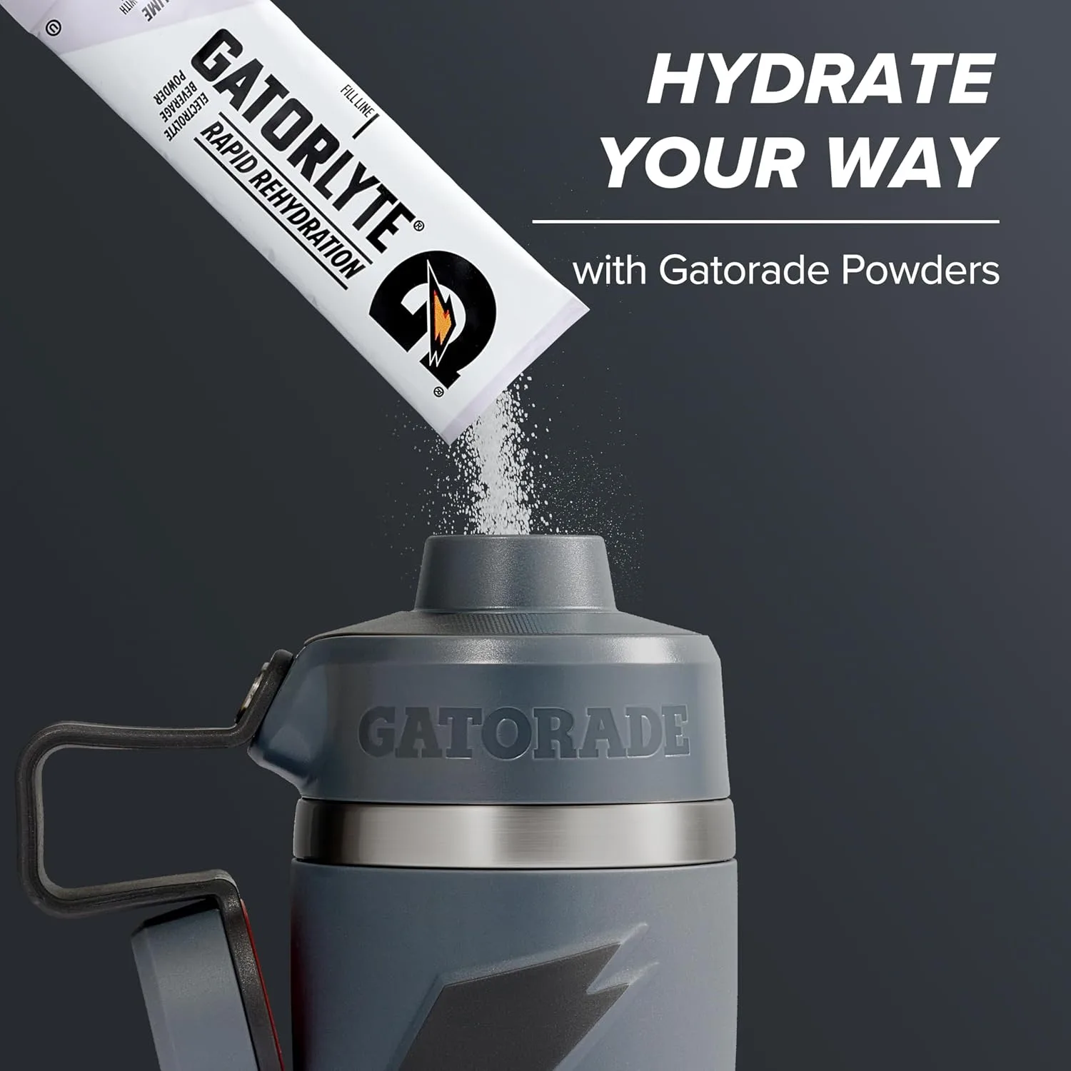 Gatorade 'Overtime' 22oz Stainless Steel Water Bottle, Twist Cap, Grey/Neon Yellow