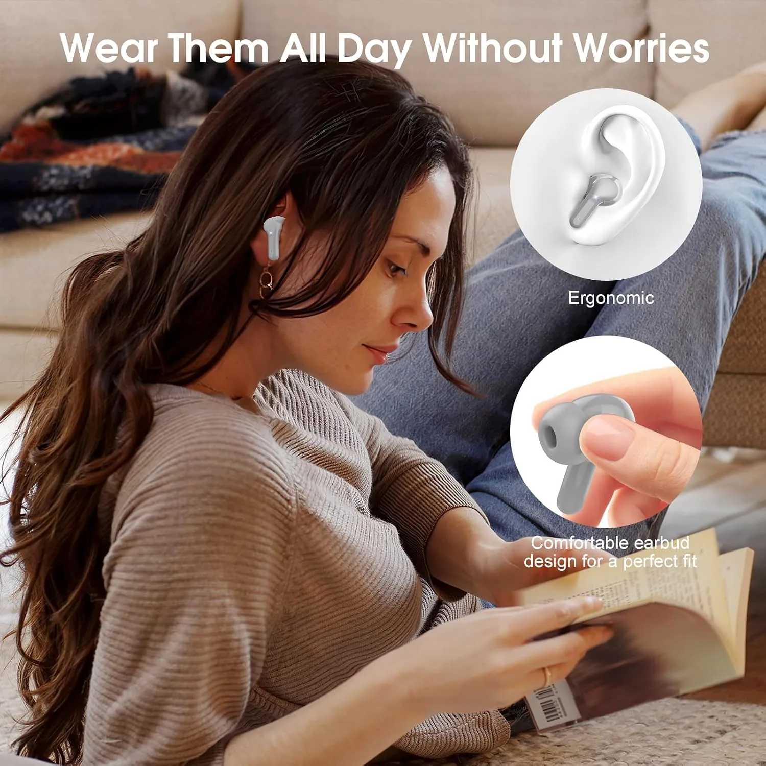 Wireless Earbuds, Bluetooth 5.4 Headphones HiFi Stereo, Bluetooth Earbuds