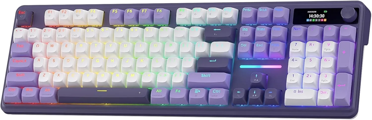 Teclado Gamer Redragon K762 PRO Wireless 104 teclas con pantalla y perilla