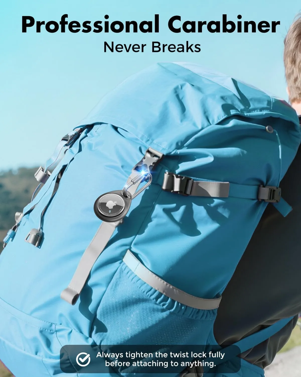 UNBREAKcable for AirTag Holder Case with Professional Carabiner, 4 Pack