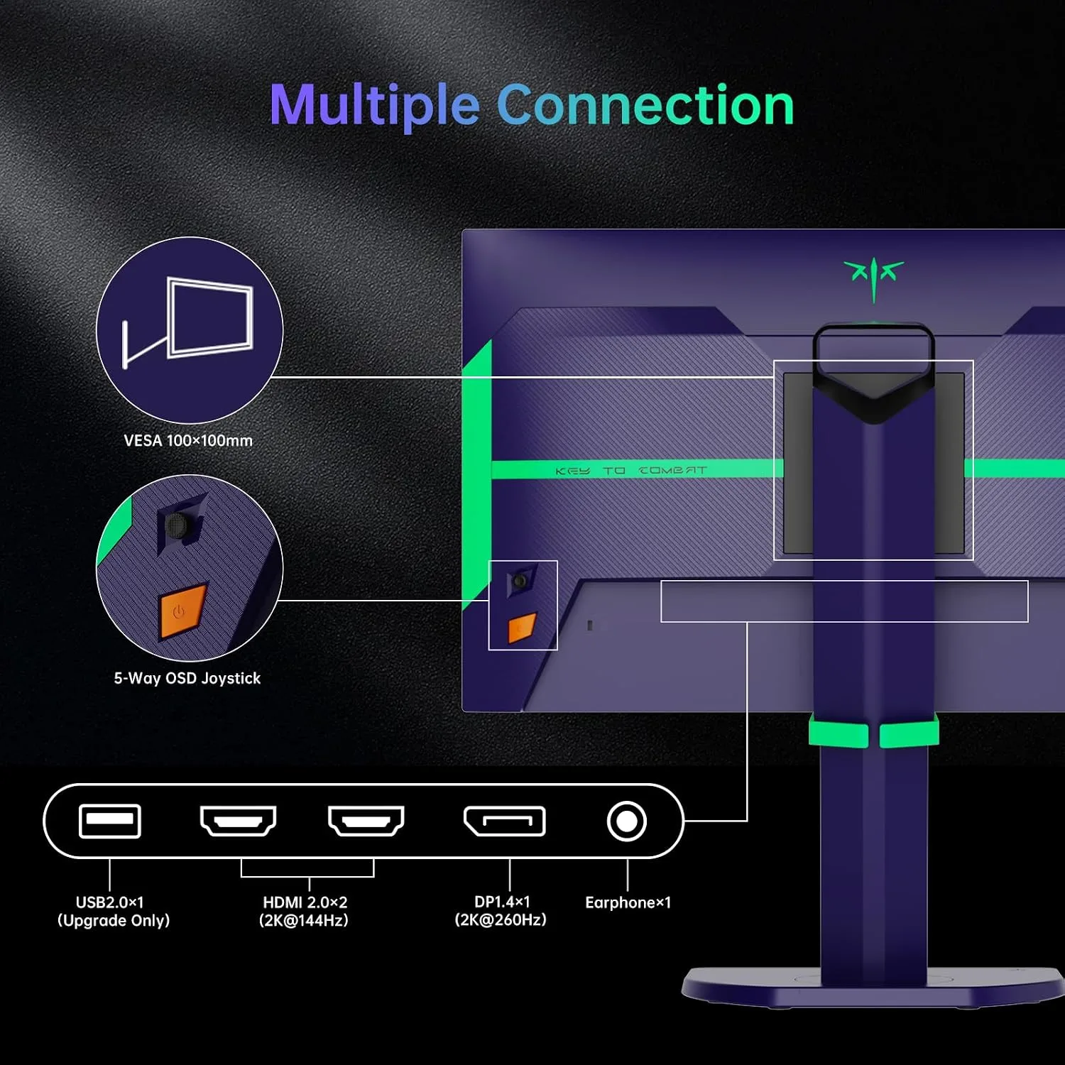 KTC QHD Mini LED Gaming Monitor, 24.5 Inch 260Hz 2K Vertical Monitor 25M5