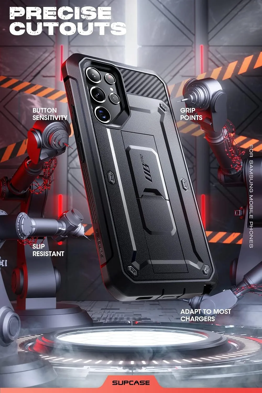 SUPCASE for Samsung Galaxy S22 Ultra Case with Built-in Kickstand, Black