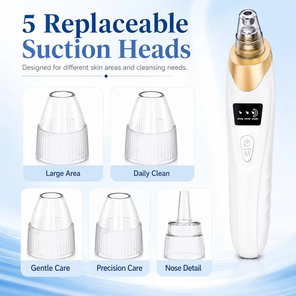 2026 Blackhead Remover Vacuum USB Pore Vacuum with 5 Suction Heads-Khaki