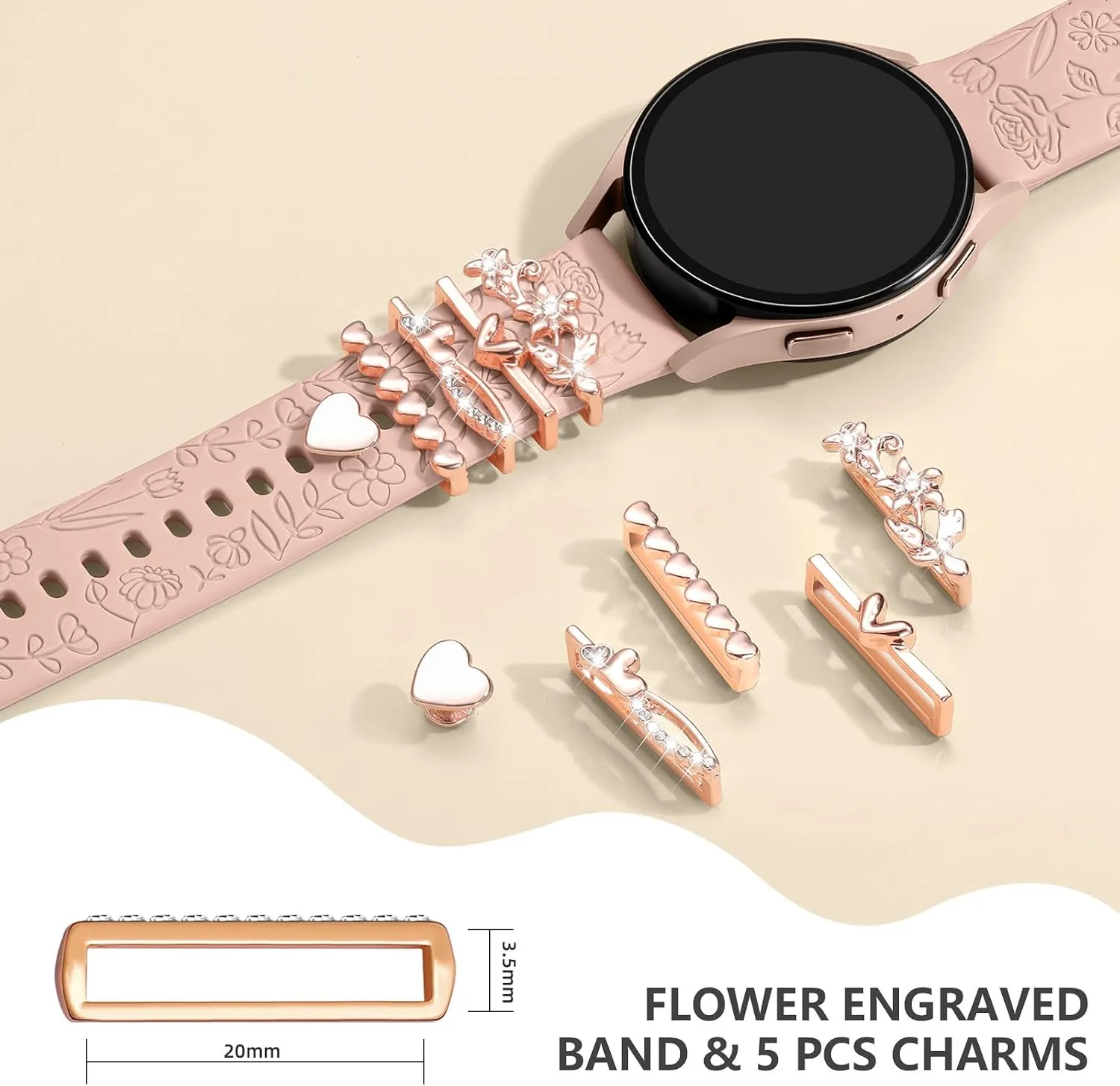 DaQin Flower Engraved Band Compatible with Samsung Galaxy Watch 7 Bands