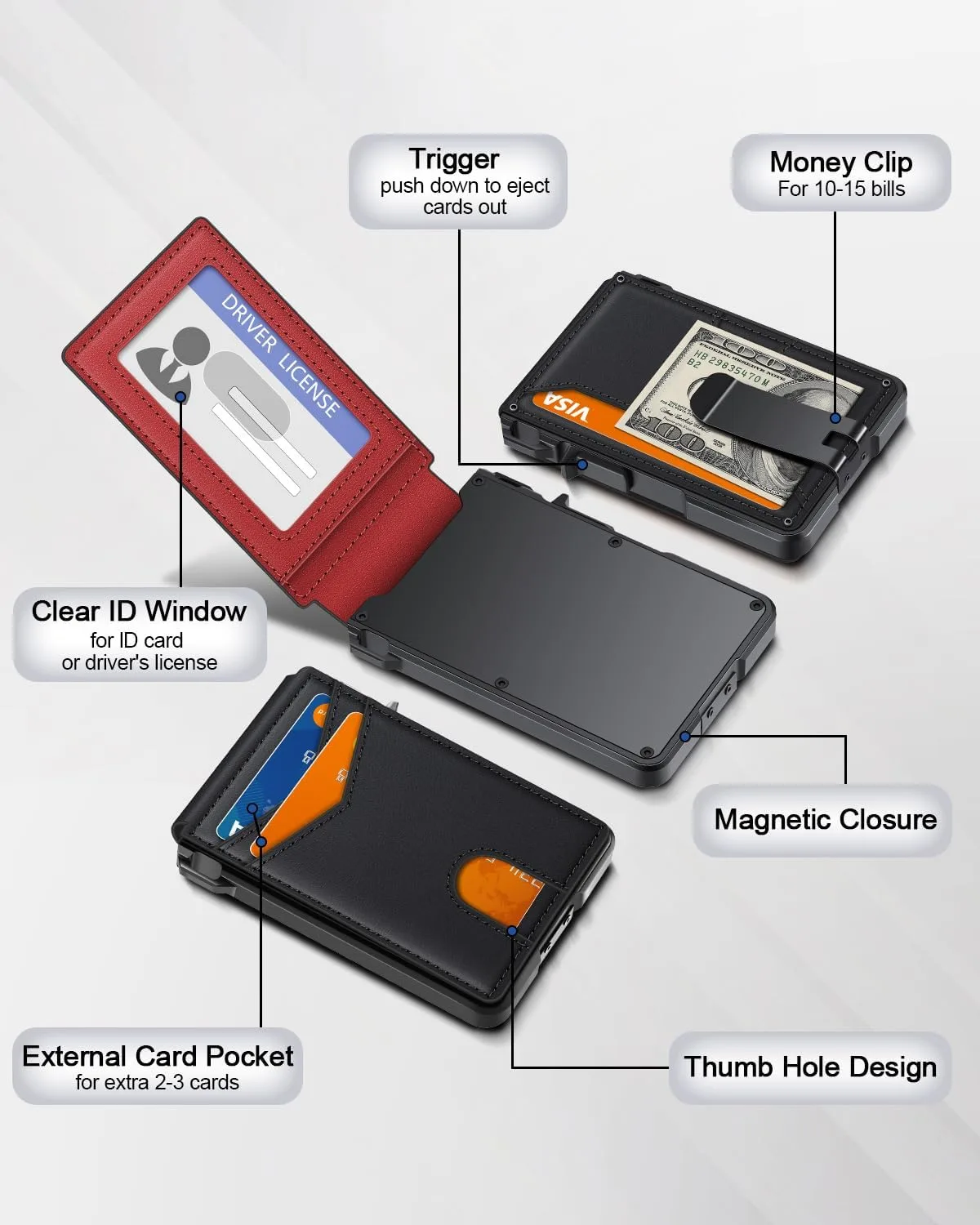 Wallet for Mens Minimalist Wallet 9-13 Cards RFID Blocking Slim Wallet
