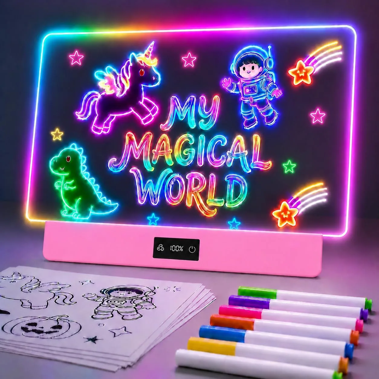 Pizarra LED para dibujo Taemvv 16 pulgadas Rosado