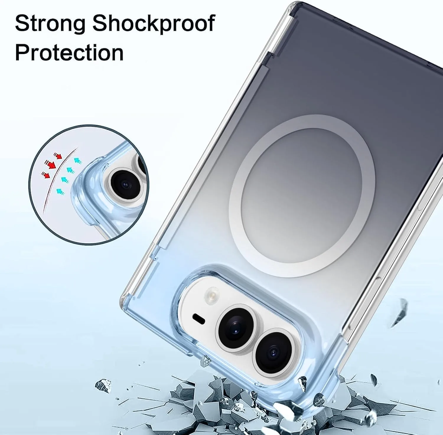 tharlet Magnetic Case Fit for iPhone Duo, Anti Yellowing, Blue Grey