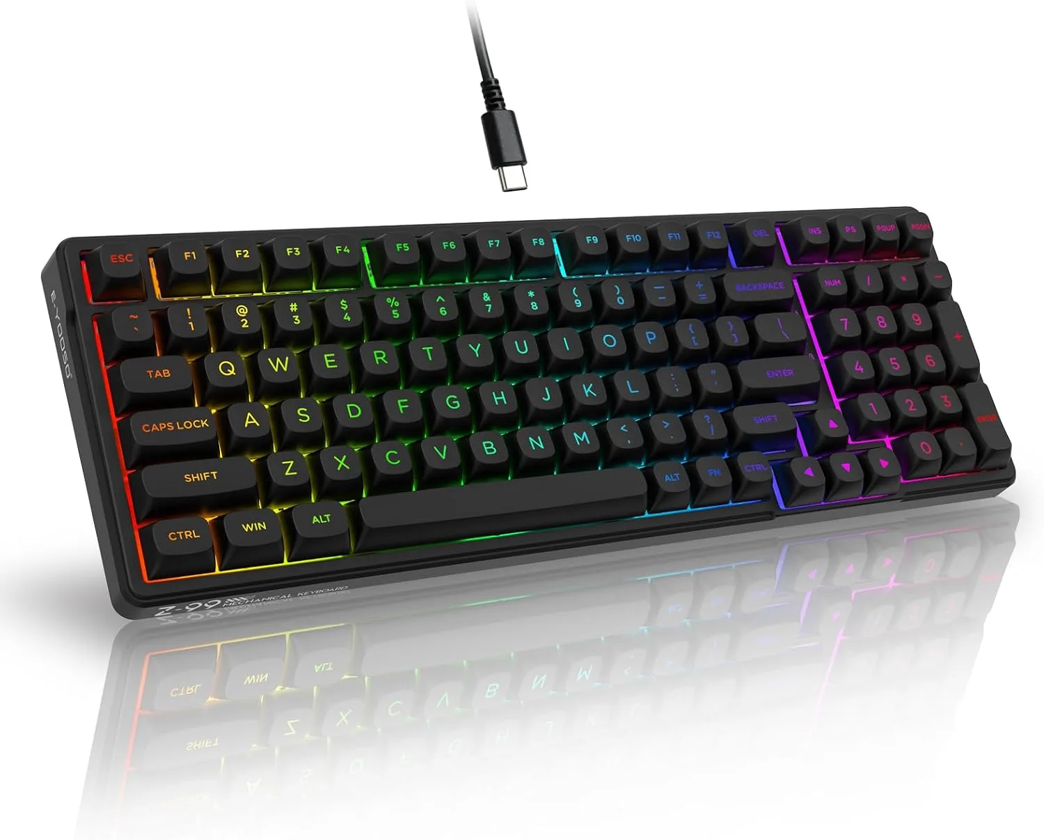 HUO JI Z-99 Wired Mechanical Keyboard, Creamy Sound, RGB Backlit, Black