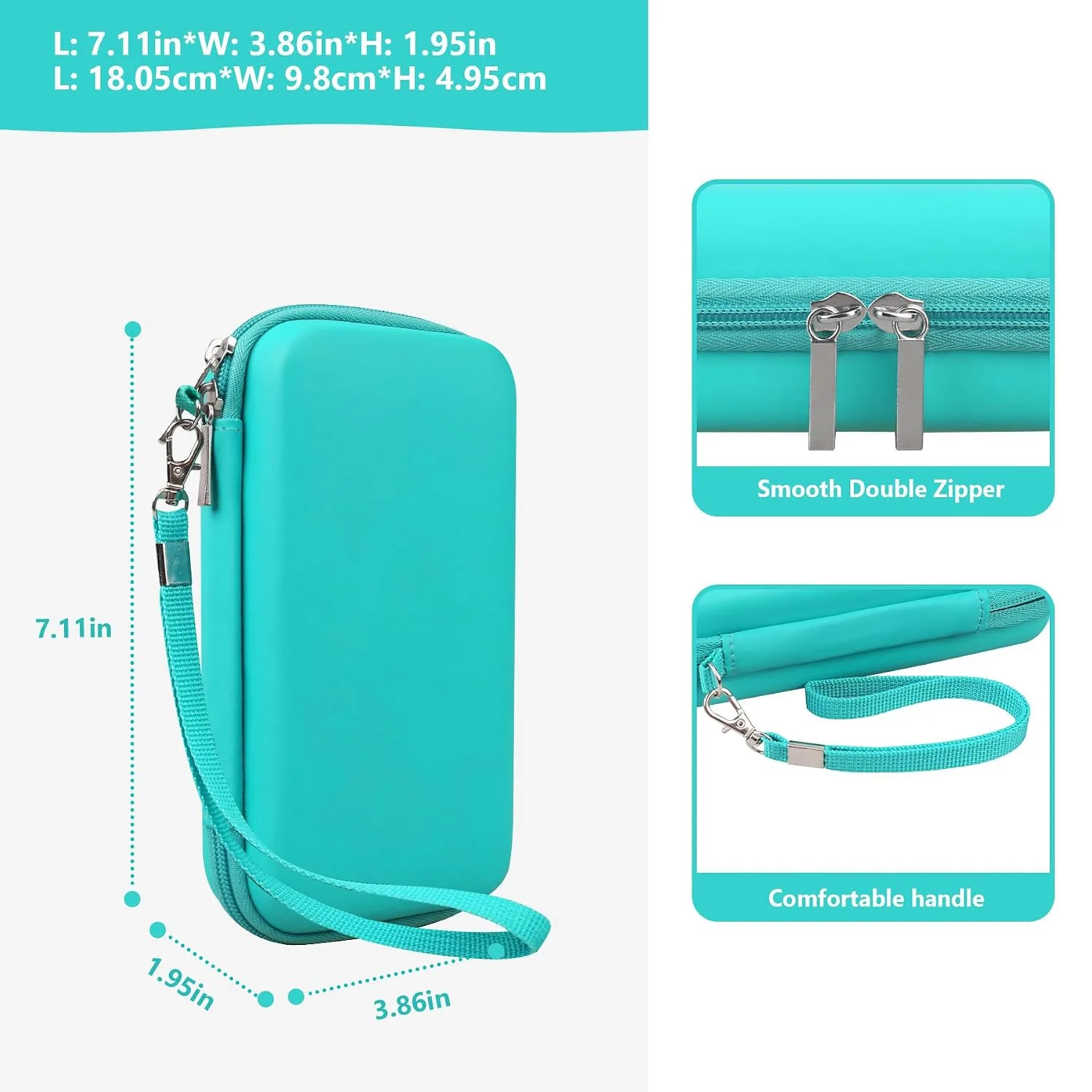 Supmay Hard Carrying Case Compatible with Nintendo DS Lite NDSL, Gameboy Advance Games Storage Holder Travel Bag with Mesh Pocket for USB Charging Cable, Stylus, Earphones, Game Cartridge, Green