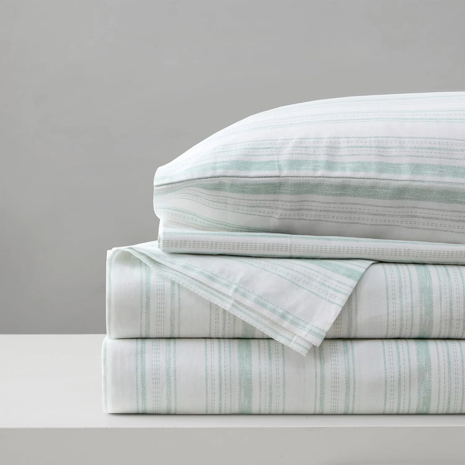 Comfort Spaces 100% Cotton Percale Sheets Queen Sheet Set 4 Pcs, Good Vibes