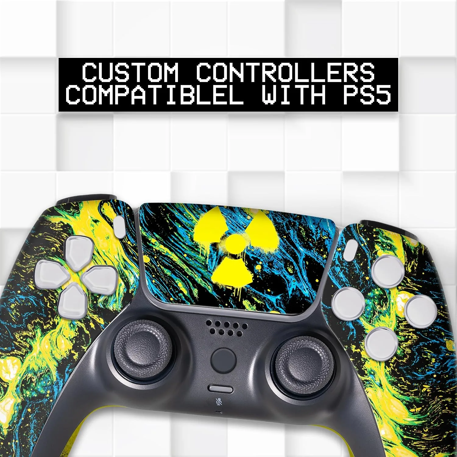 Radioactiive Custom PS-5 Controller Wireless compatible with Play-Station 5 Console by BCB Controllers | Proudly Customized in USA with Permanent HYDRODIP Printing(NOT JUST A SKIN)(MODDED)
