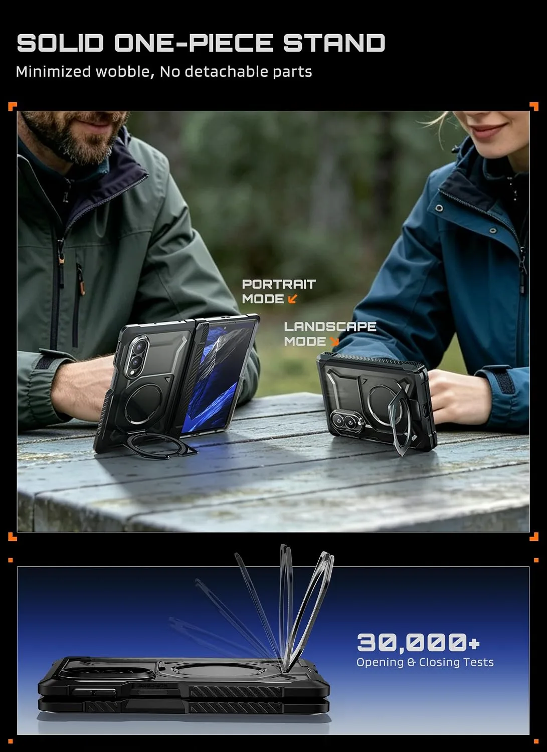 SUPCASE for Galaxy Z Fold 8 Case with Tempered Glass Screen Protector Black