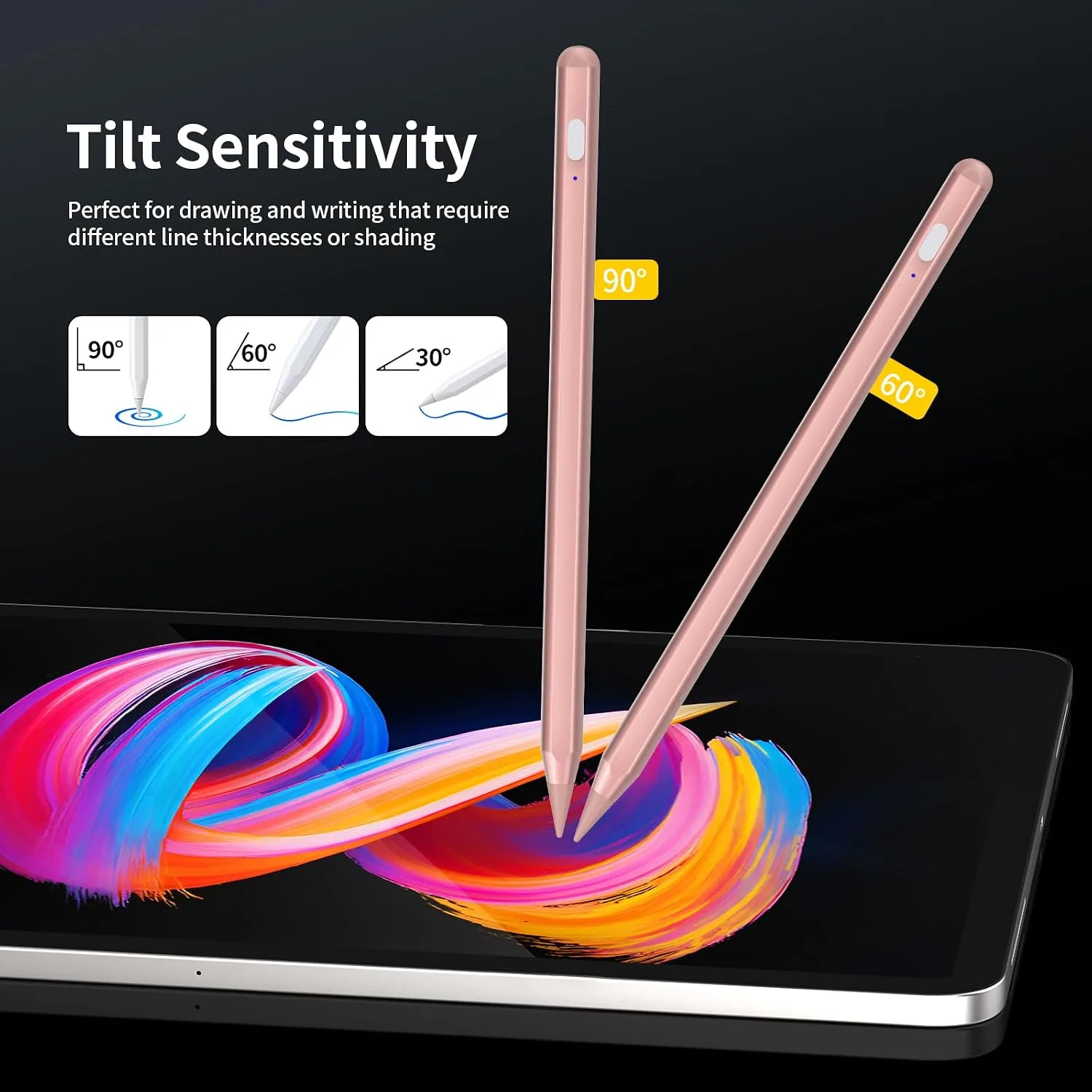 Stylus Pencil for Apple 2018-2026 iPad, 2X Fast Charge iPencil USB-C Compatible with iPad 11/10/9/8/7/6th Gen, iPad Pro 11"/12.9"/13-inch M4, Air 3/4/5/M2/M3, Mini 5/6/7 Gen-G2 Rose Gold