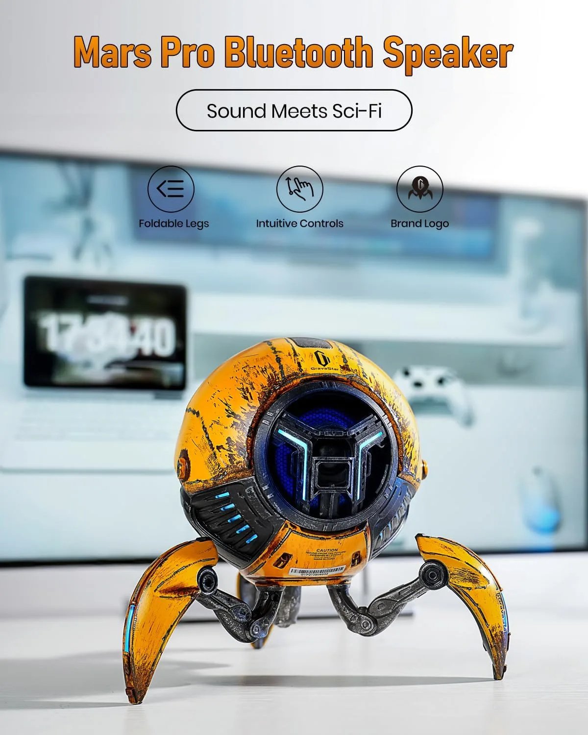 GravaStar Mars Pro Bluetooth Gaming Speaker with Deep Bass & RGB Lights