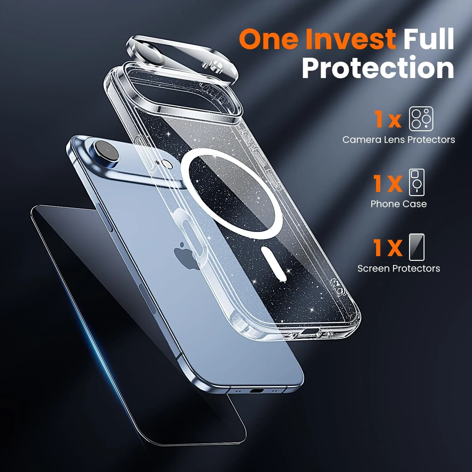 toushion 3 in 1 for iPhone Air Case Clear Glitter