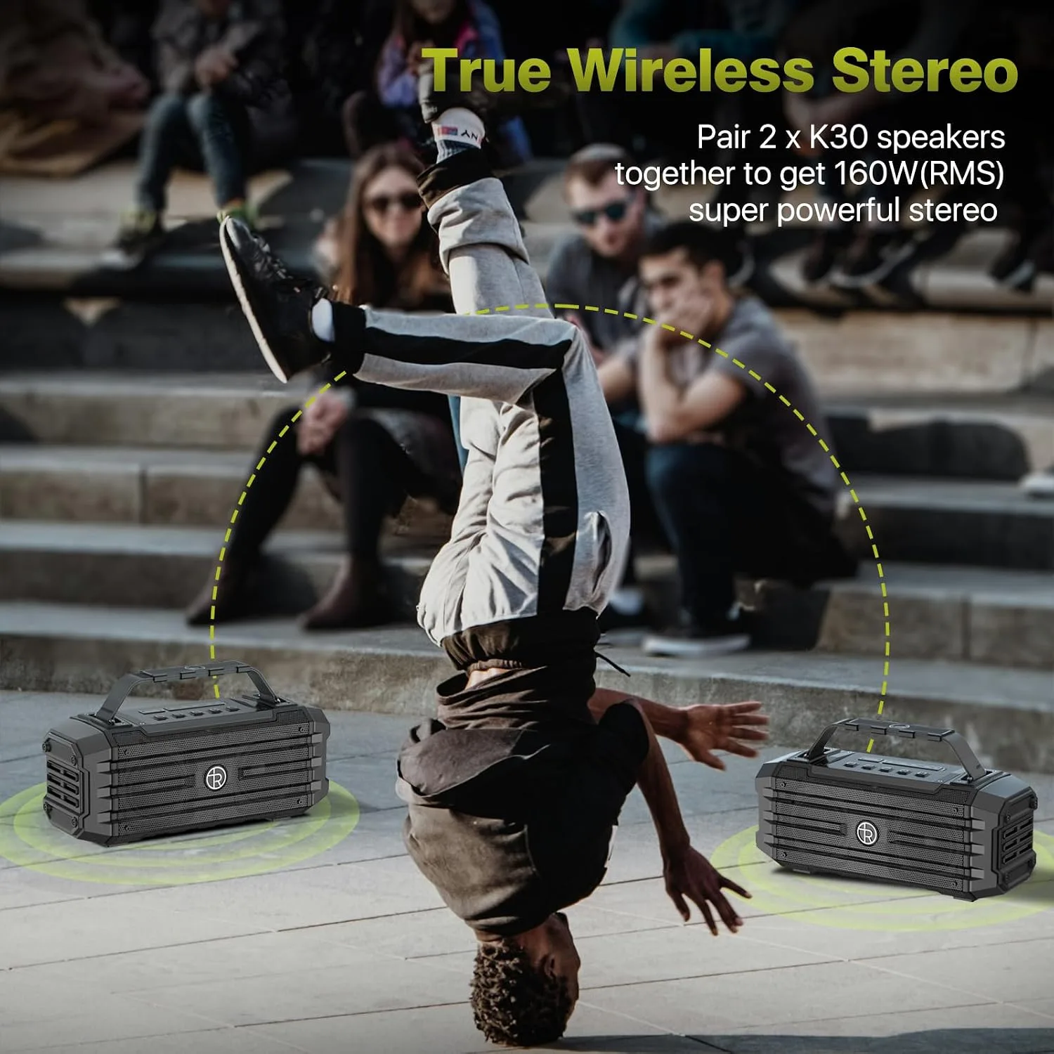 TOMPROAD Bluetooth Speaker 120W Peak 80W Portable Wireless Hi-Fi Loud Outdoor IPX6 Waterproof Big Party Speakers with Deep Bass, TWS Pairing, DSP Sound Boombox for Home Camping Beach