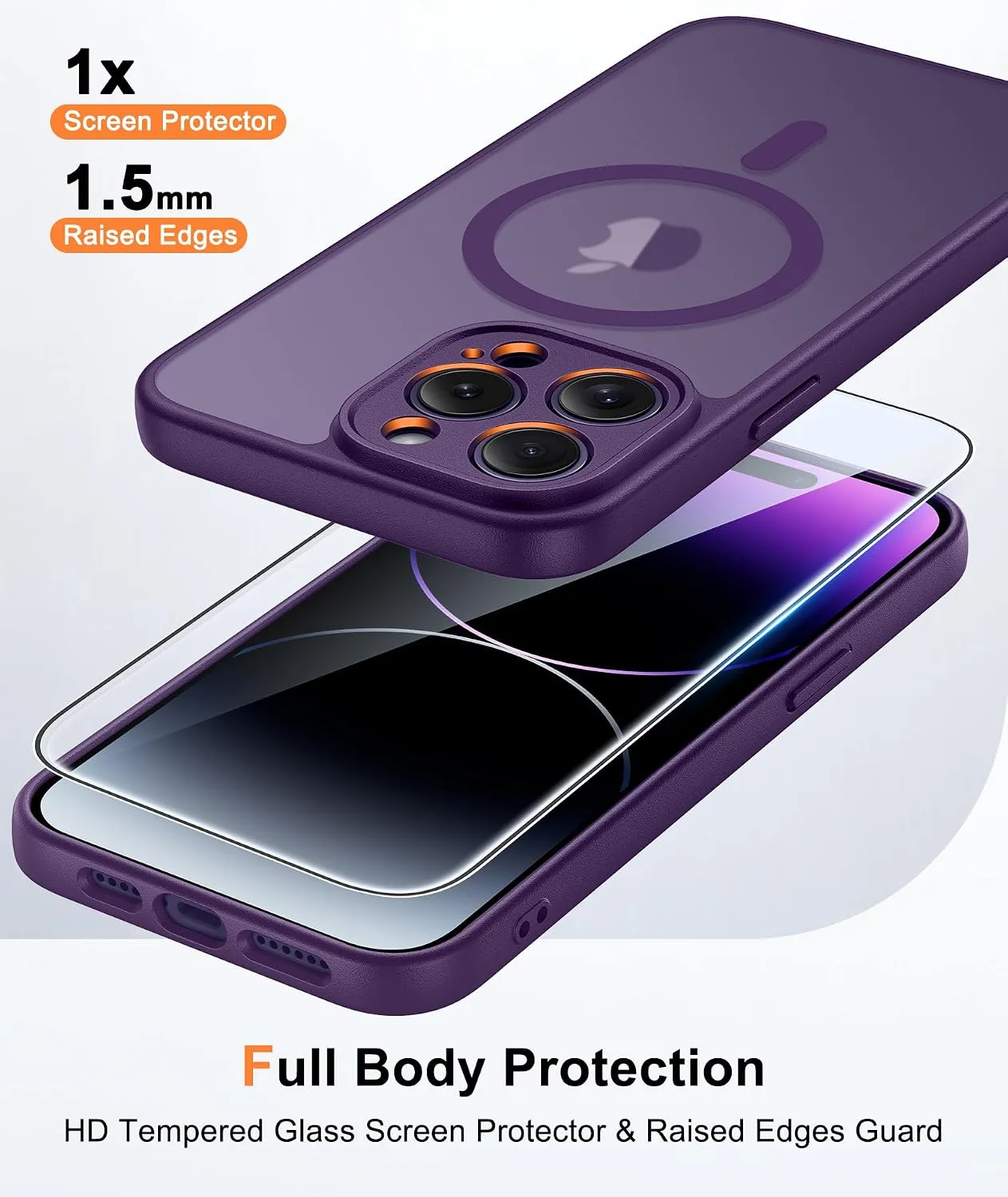 FNTCASE for iPhone 14 Pro Max Case Fit for MagSafe Purple