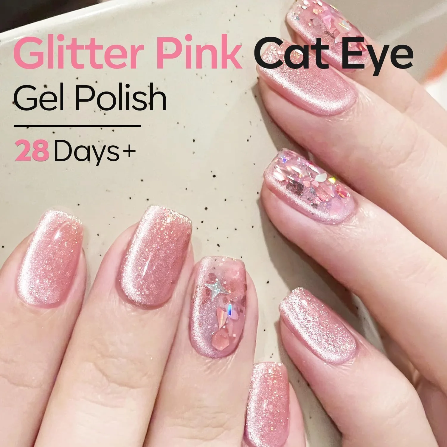 modelones Pink Cat Eye Gel Nail Polish 9D Cateye with Magnet