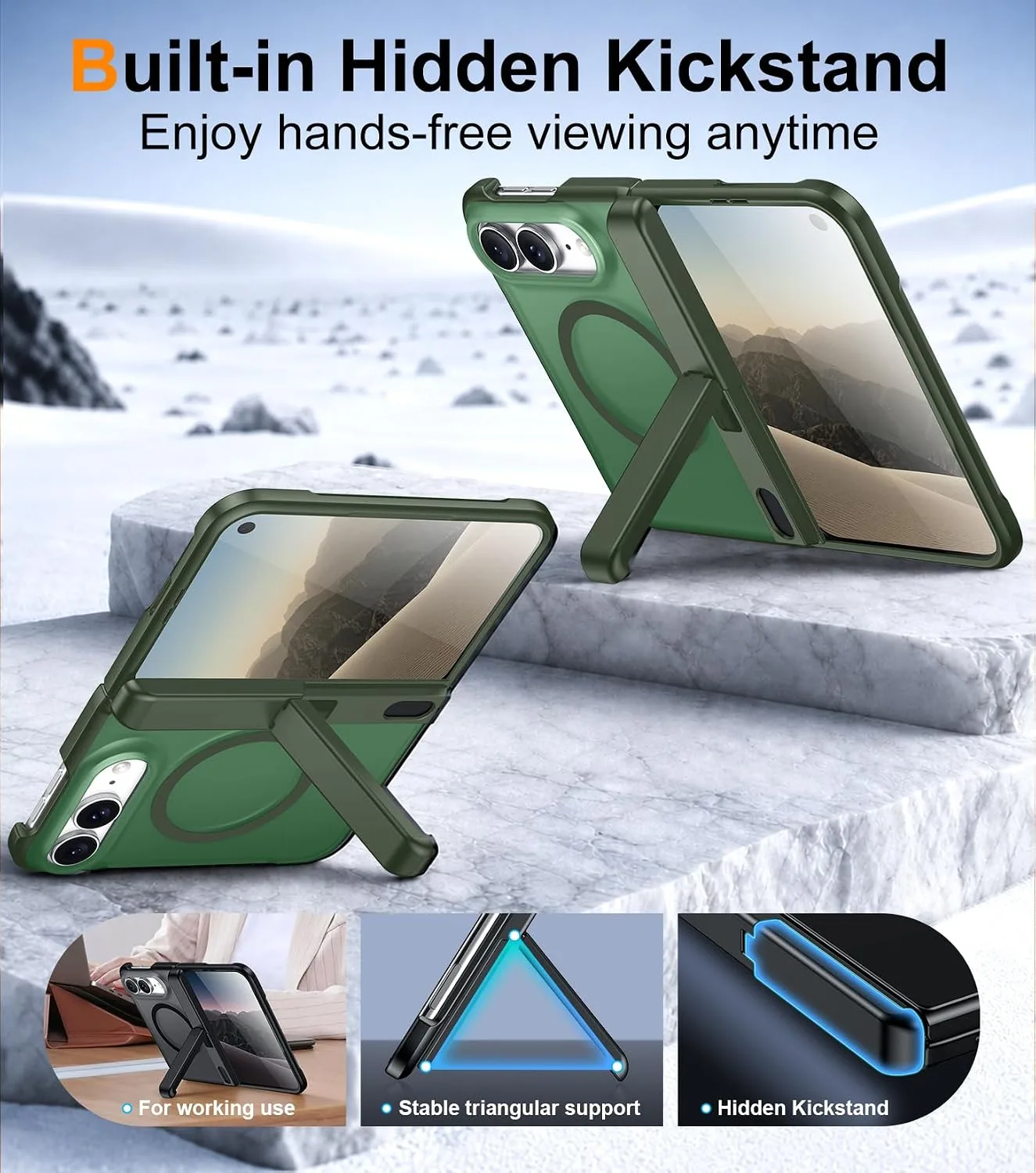 SPIDERCASE Magnetic for iPhone Duo Case, with Stand,Green