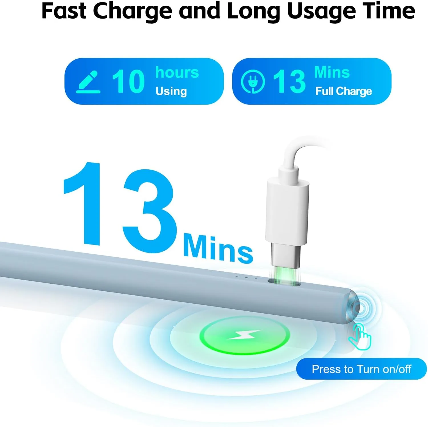 Stylus Pen for iPad 2026-2018 with 13mins Fast Charge,Tilt Sensitivity