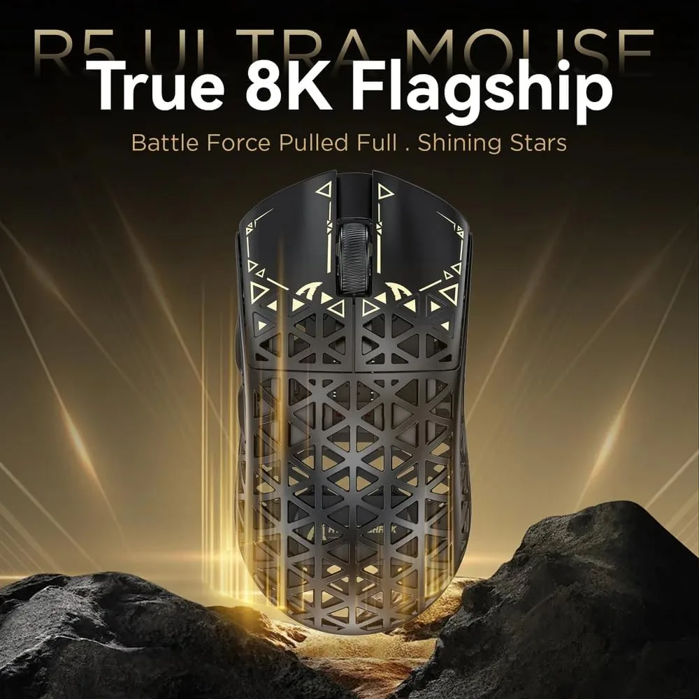 ATTACK SHARK R5Ultra 8K Carbon Fiber Wireless Gaming Mouse, Black