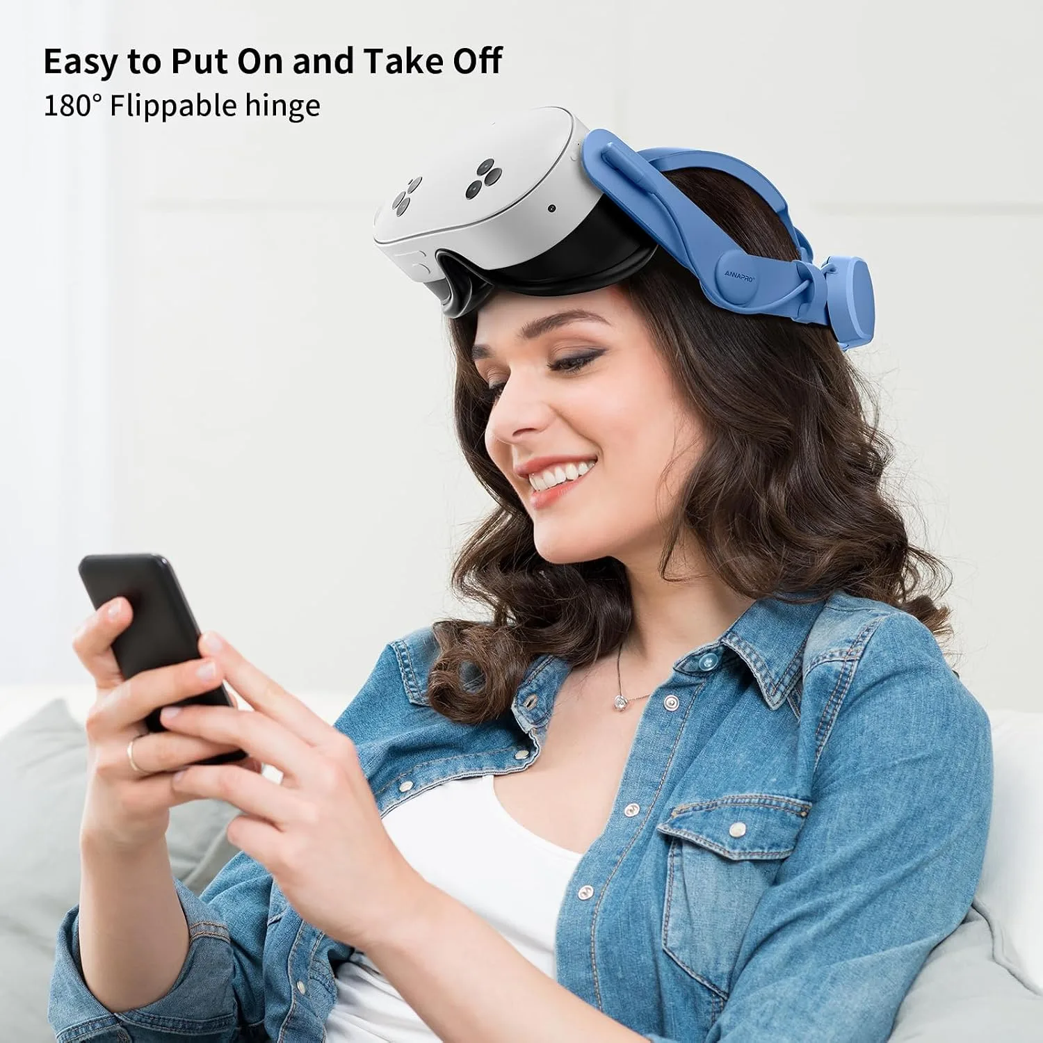 ANNAPRO Battery Head Strap for Meta Quest 3/Meta Quest 3S, Elite Strap with 6500mAh Battery Fast Charging Compatible with Oculus/Meta Quest 3S/3 Accessories, Enhance Comfort Extend Playtime, Blue
