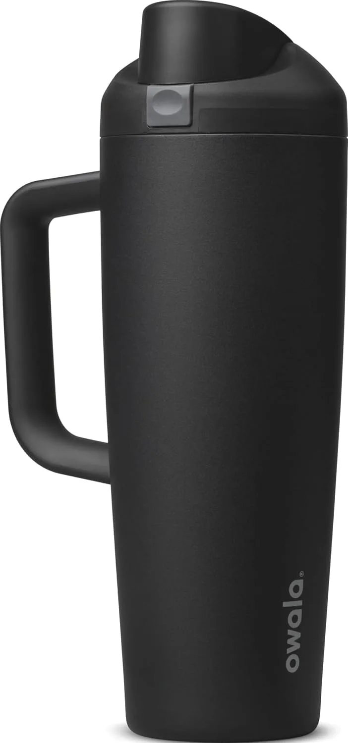 Owala FreeSip Tumbler Stainless Steel Water Bottle 30 oz Very, Very Dark