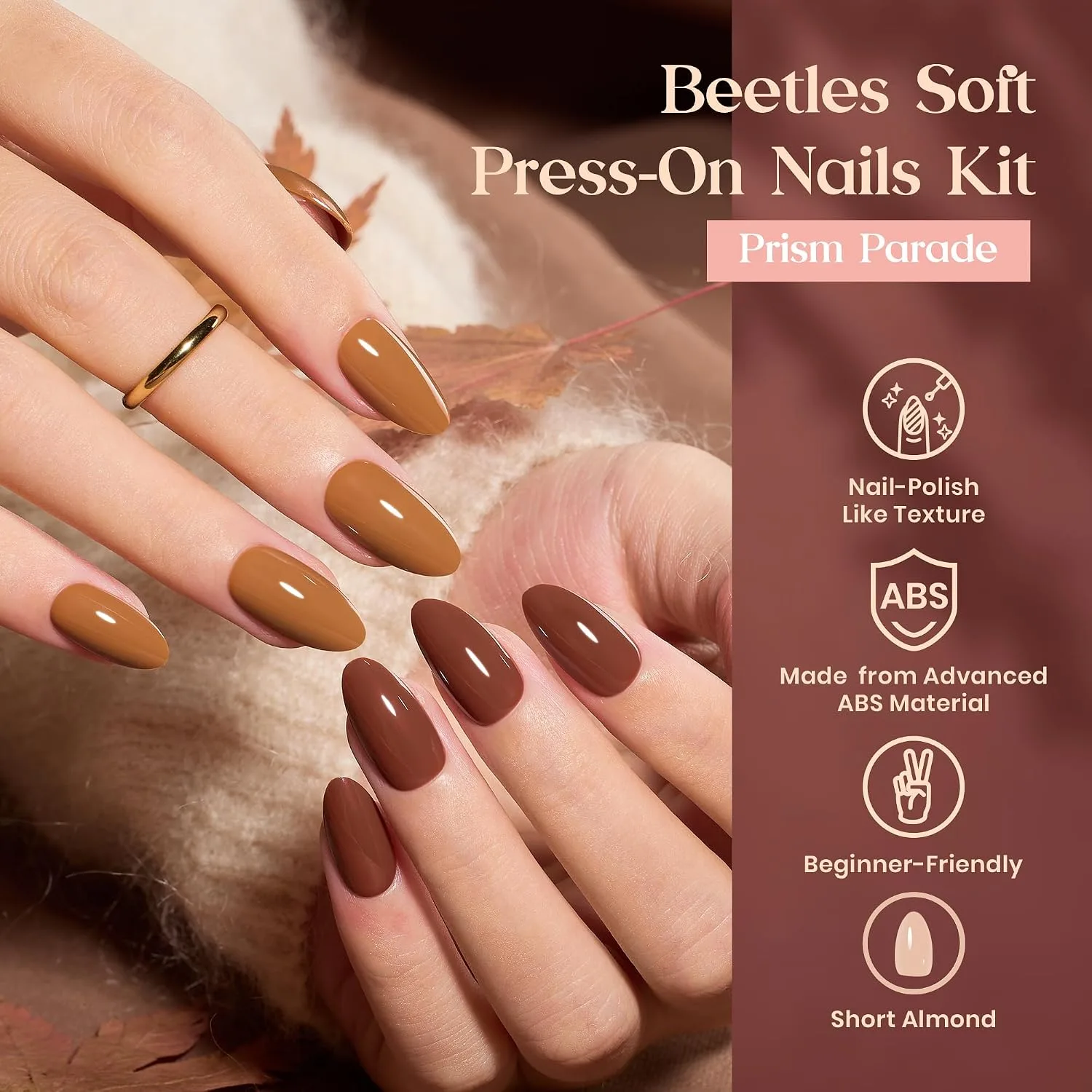 Beetles Press On Nails Kit - Prism Parade, Short Almond 720Pcs 24 Colors