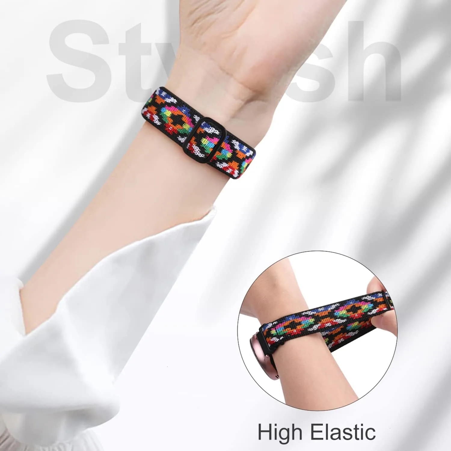 Lerobo Elastic Bands Compatible with Samsung Galaxy Watch 7 6/5 4 40mm 44mm/Watch 6 Classic 43mm 47mm/Watch 4 Classic Band 42mm 46mm/Active 2,3 Pack 20mm Soft Adjustable Nylon Breathable Sport Band