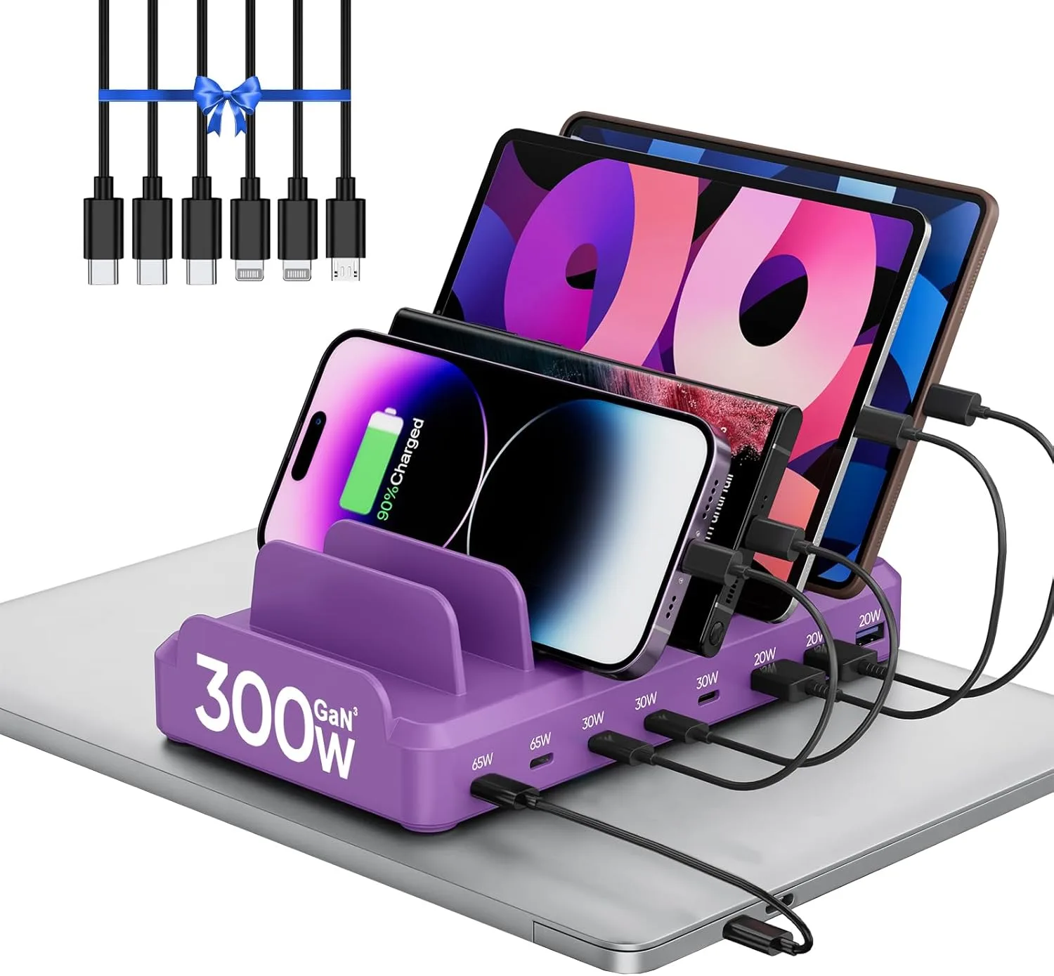 Lcssio 300W Charging Station for Multiple Devices, 8 Port Fast Charger