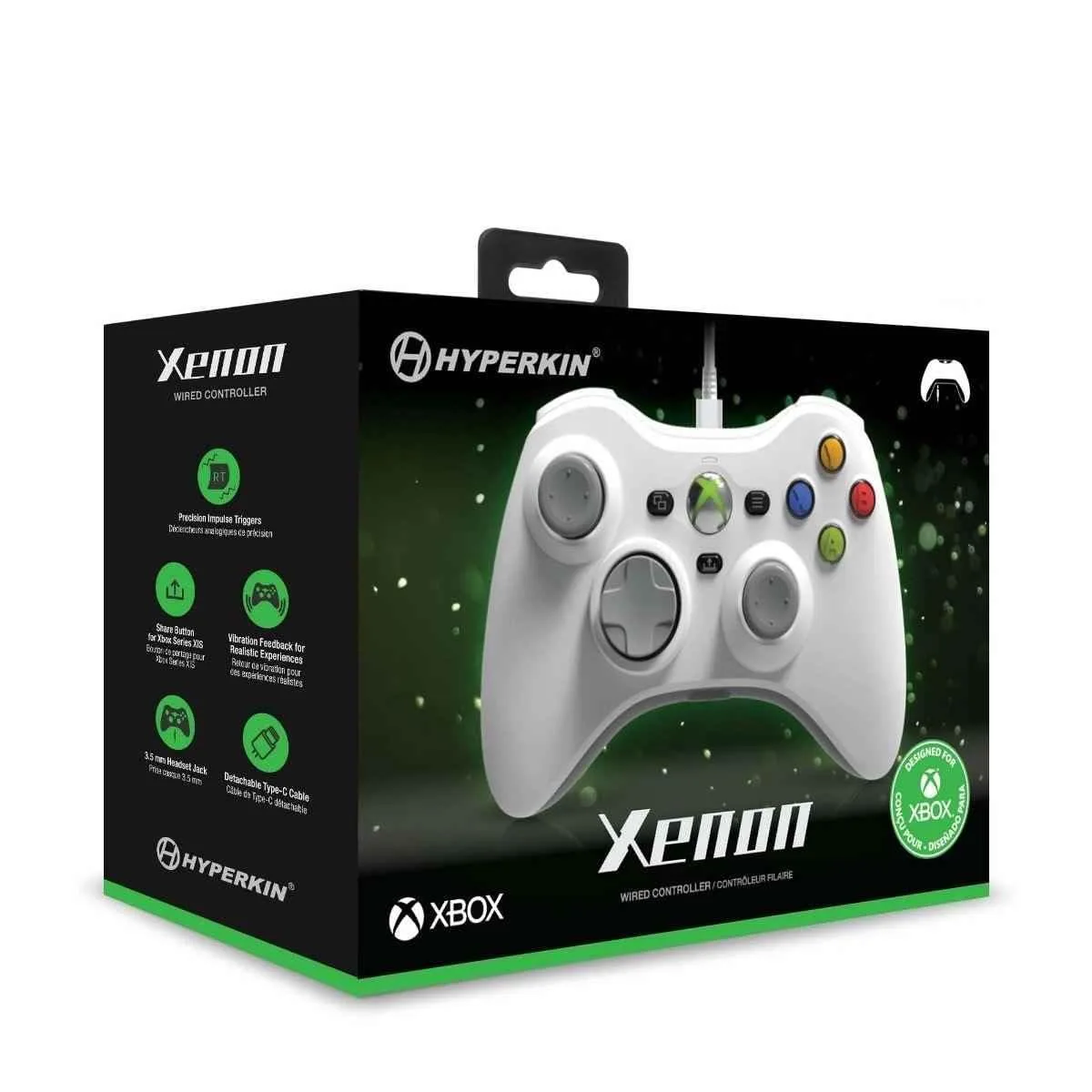 Hyperkin Xenon Wired Controller for XBOX One/Series X|S & Windows 10|11 PC, Plug and Play Gaming Gamepad with 3.5MM Audio Jack, Impulse Triggers, Officially licensed - White