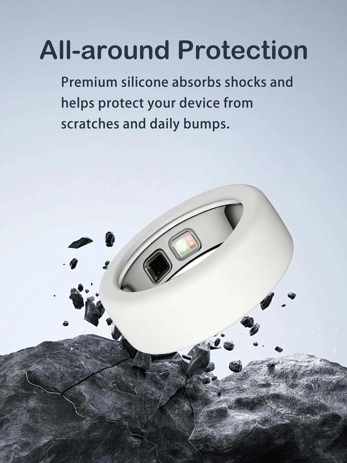 Silicone Case for Oura Ring 5, 2-Pack, S (6-9), Pink+ White
