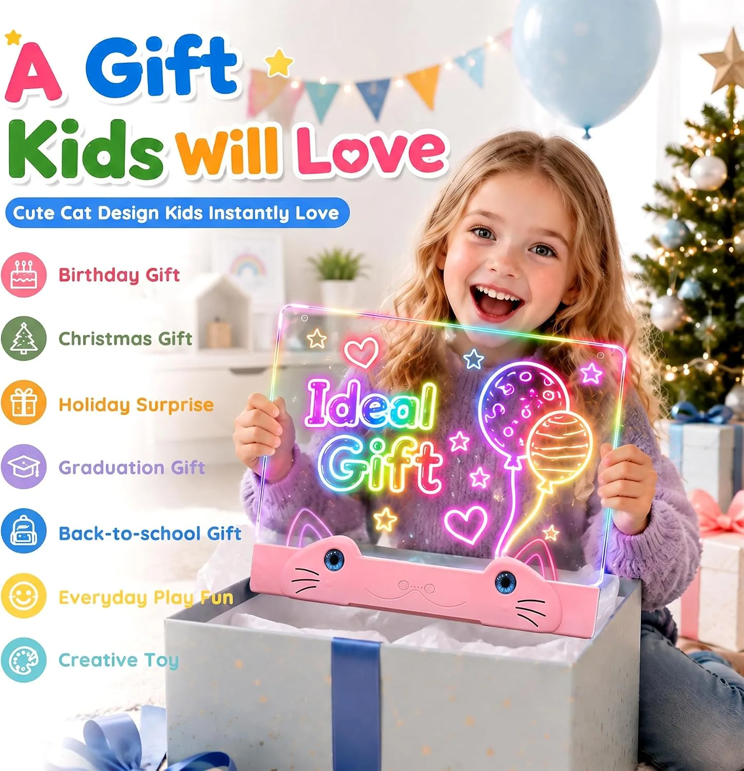 LED Drawing Board for Kids,Light Up Drawing Board,Gifts for Girls Boys Kids