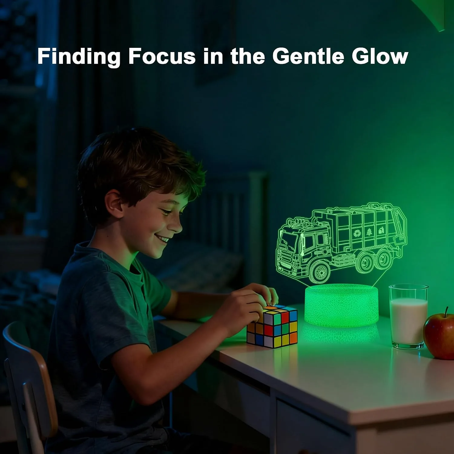 Boys Night Light with 3 Patterns, 3D Acrylic Car Illusion Lamp, Monster Truck Room Decor, 16 Color Changing with Remote Control, Birthday & Holiday Gift for Monster Truck Fans