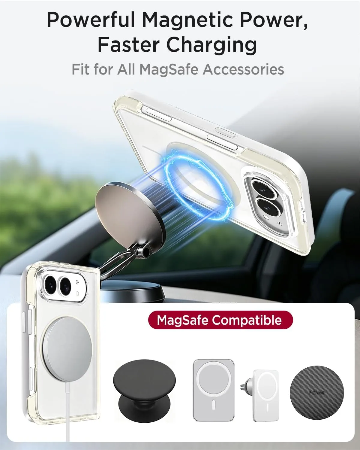 Miimall Ultra Thin for iPhone Duo Case for Mag Safe, [Hinge Protection][No Front Cover] Drop Proof Heavy Duty Durable Anti-Scratch Sleek Soft Protective Bumper for iPhone Duo Slim Cover Cream Beige